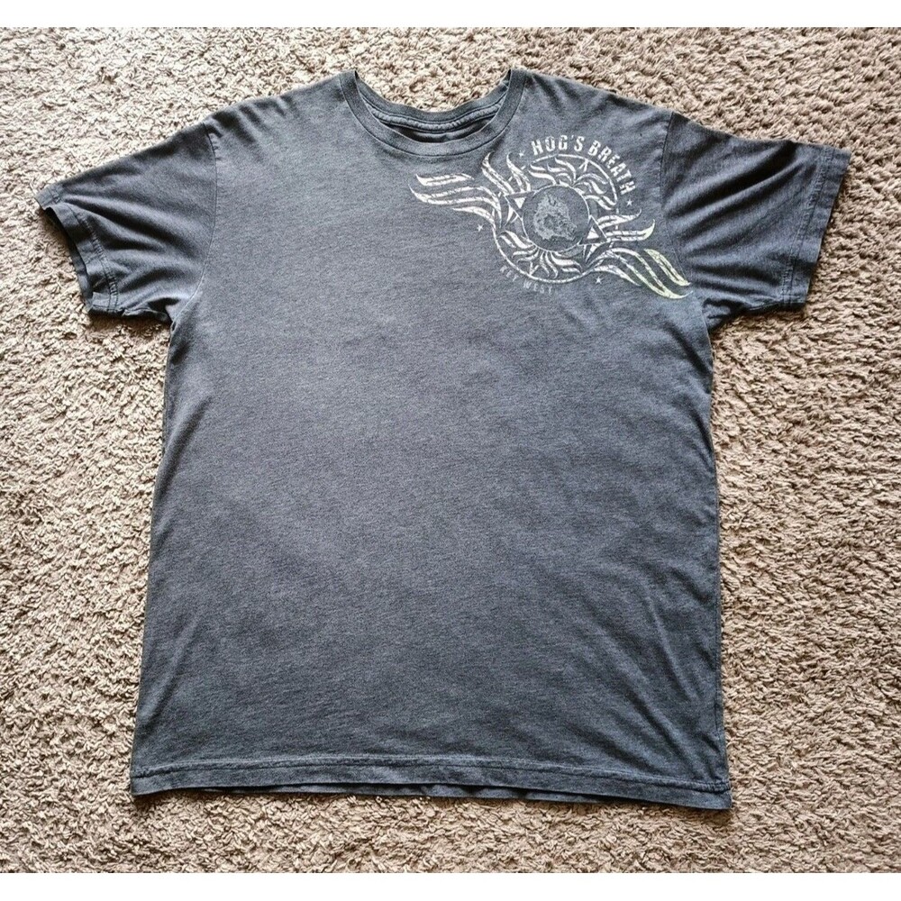 Vintage Key West Hog Breath Saloon T-Shirt Men's Size Large Gray Grunge Graphic